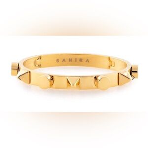 NWT Sahira Pyramid Cuff Bracelet, 18K Gold Plated Over Stainless, MSRP $78